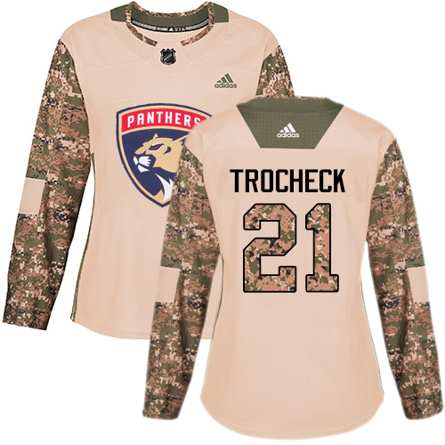 Adidas Panthers #21 Vincent Trocheck Camo Authentic Veterans Day Women's Stitched NHL Jersey - Click Image to Close